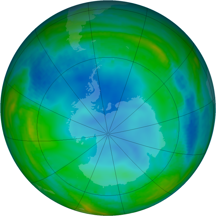 Antarctic ozone map for 08 July 2000
